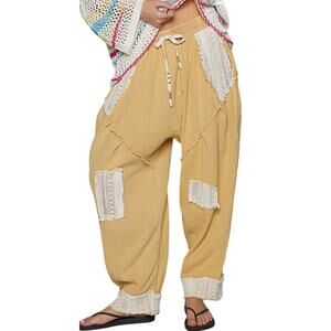 POL Tan and Cream Patchwork Joggers